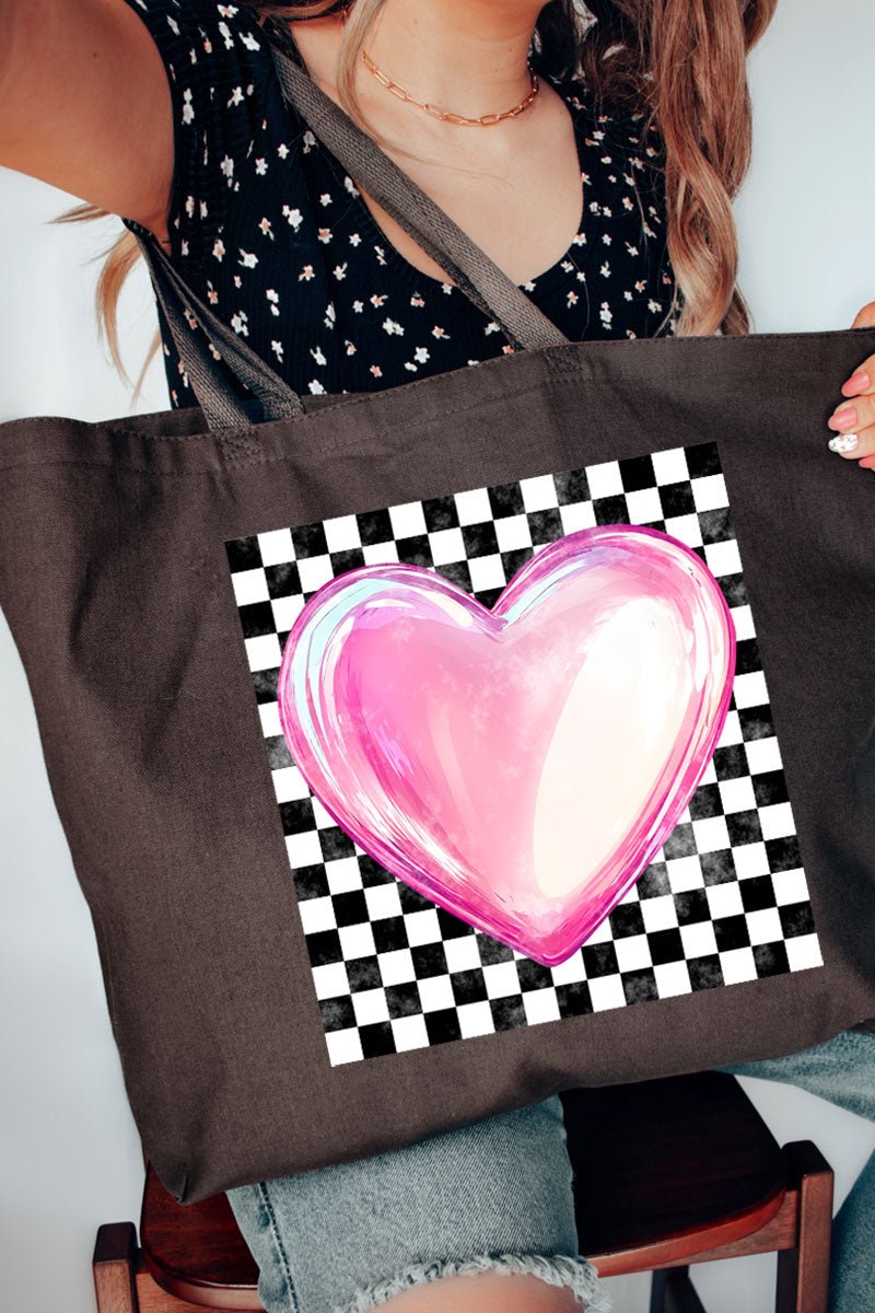 Bubble Heart Retro Canvas Jumbo Tote - Wholesale Accessory Market