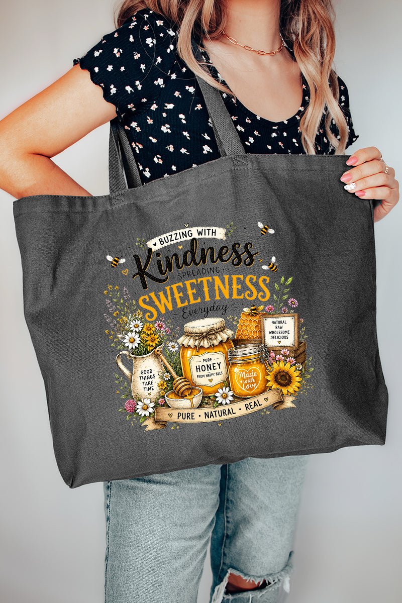 Buzzing With Kindness Canvas Jumbo Tote - Wholesale Accessory Market
