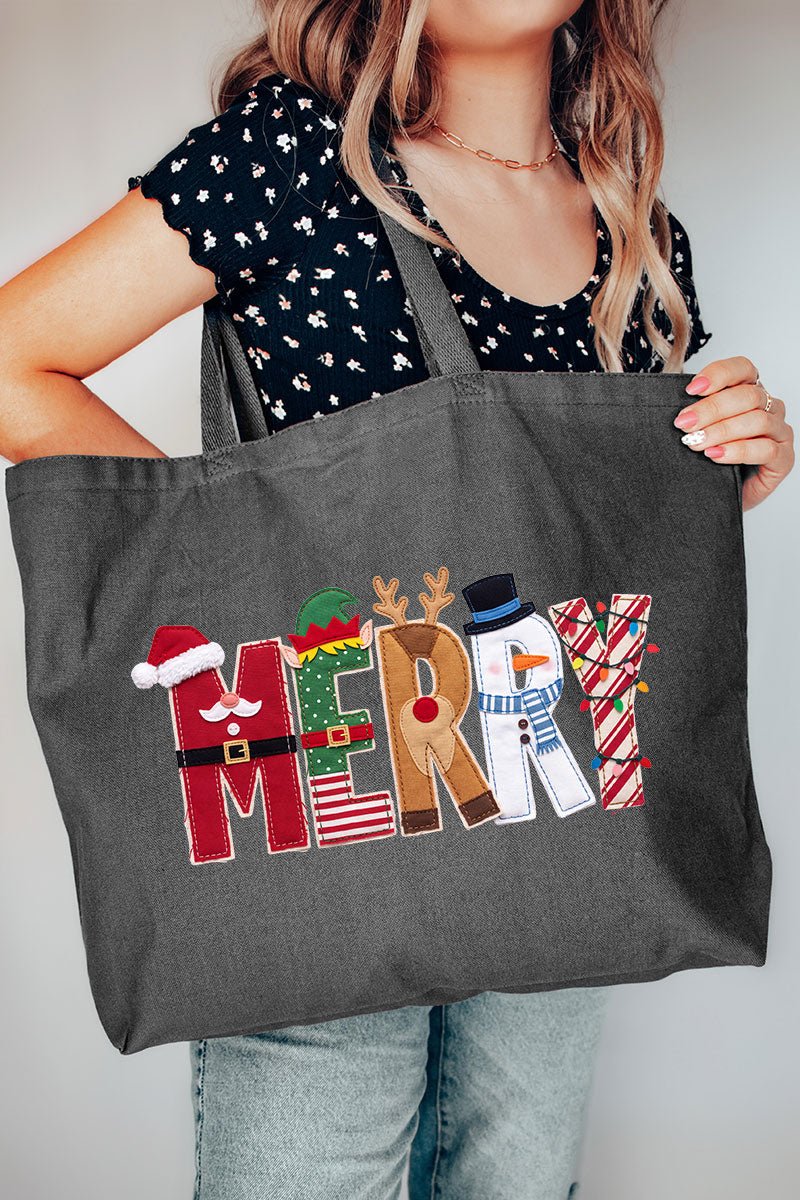 Christmas Characters Merry Canvas Jumbo Tote - Wholesale Accessory Market