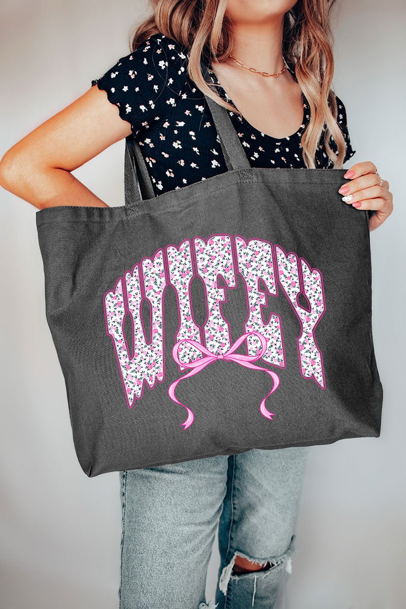 English Rose Wifey Canvas Jumbo Tote - Wholesale Accessory Market