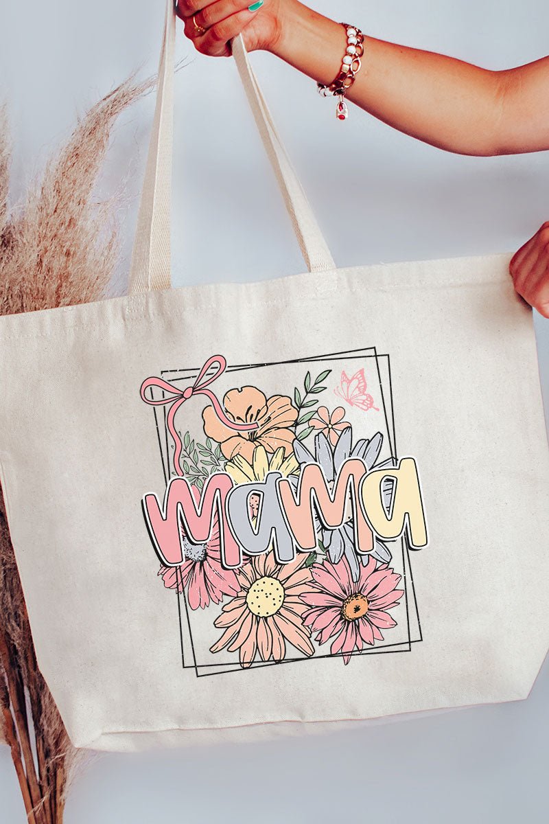 Framed Floral Mama Canvas Jumbo Tote - Wholesale Accessory Market