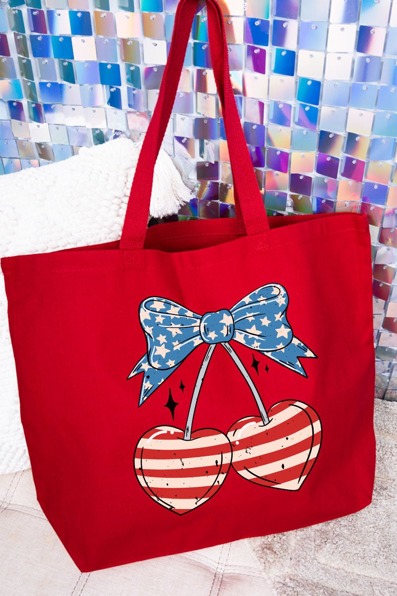 Freedom Cherries Canvas Jumbo Tote - Wholesale Accessory Market