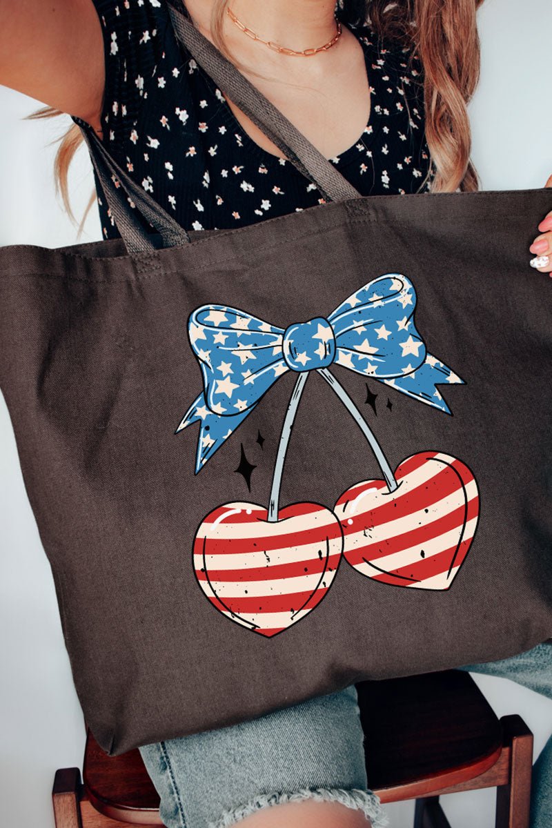 Freedom Cherries Canvas Jumbo Tote - Wholesale Accessory Market