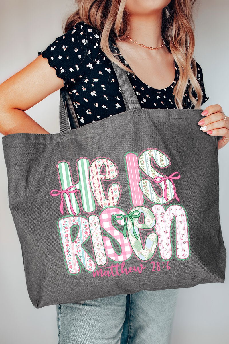 Lace & Bloom He Is Risen Canvas Jumbo Tote - Wholesale Accessory Market