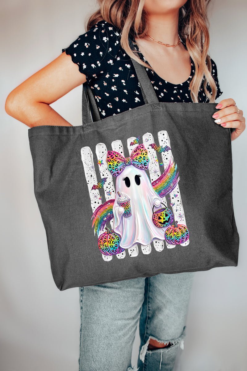 Rainbow Glam Ghost Canvas Jumbo Tote - Wholesale Accessory Market