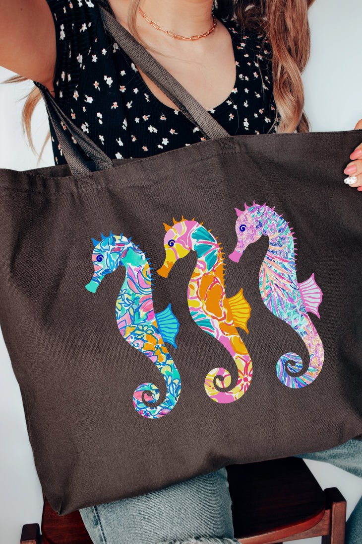 Seahorse Sisters Vibes Canvas Jumbo Tote - Wholesale Accessory Market