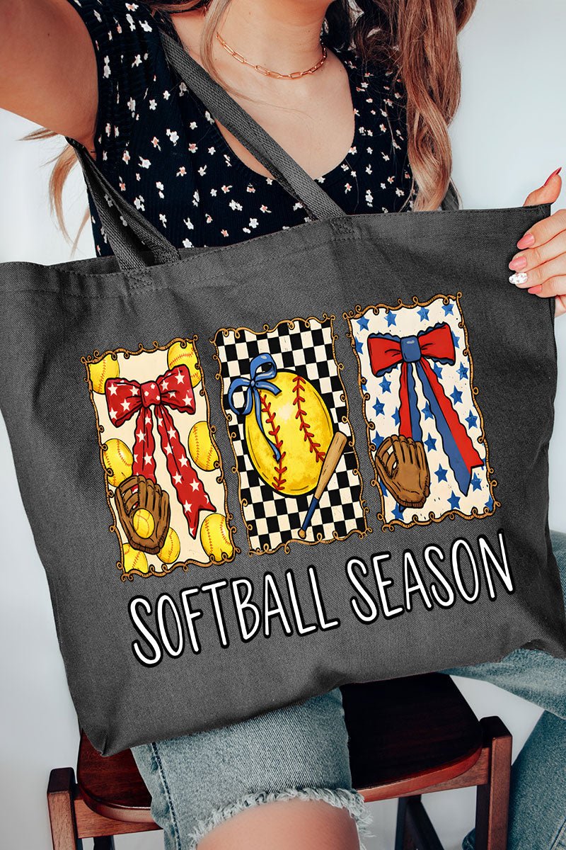 Softball Season Ribbon Canvas Jumbo Tote - Wholesale Accessory Market