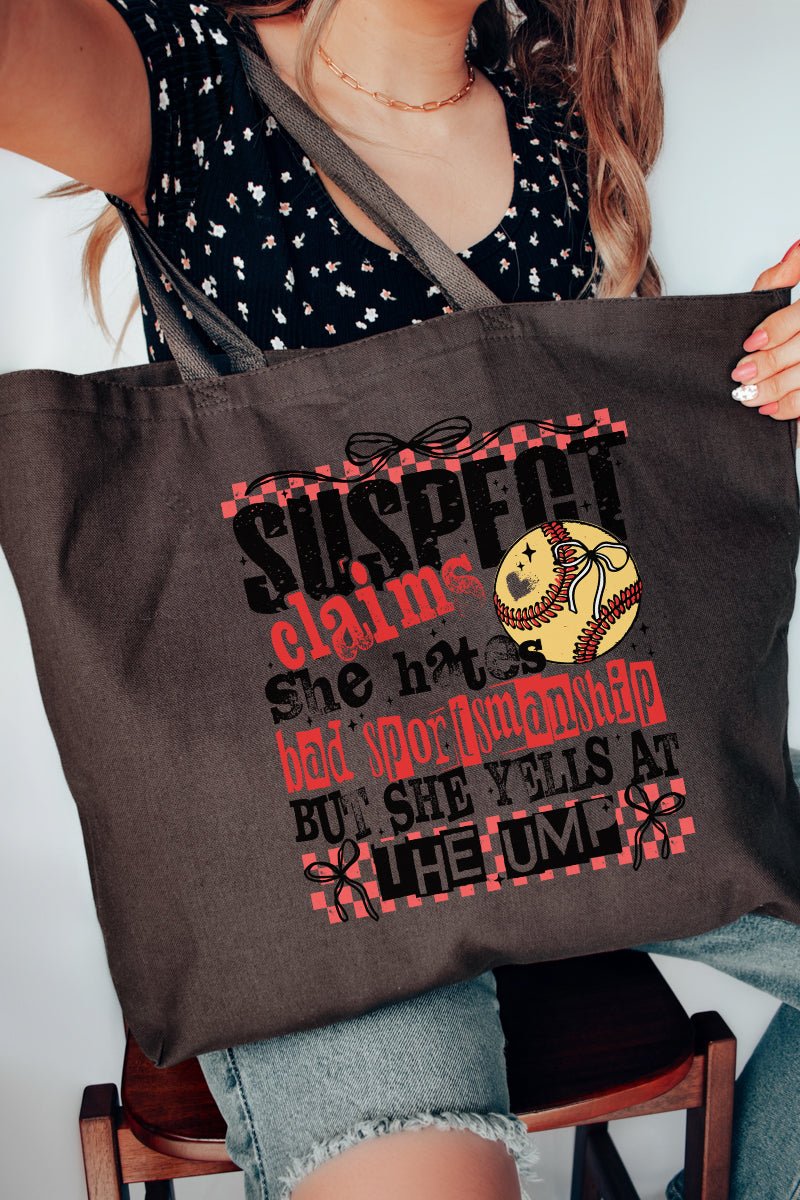 Softball Suspect Yell At The Ump Canvas Jumbo Tote - Wholesale Accessory Market
