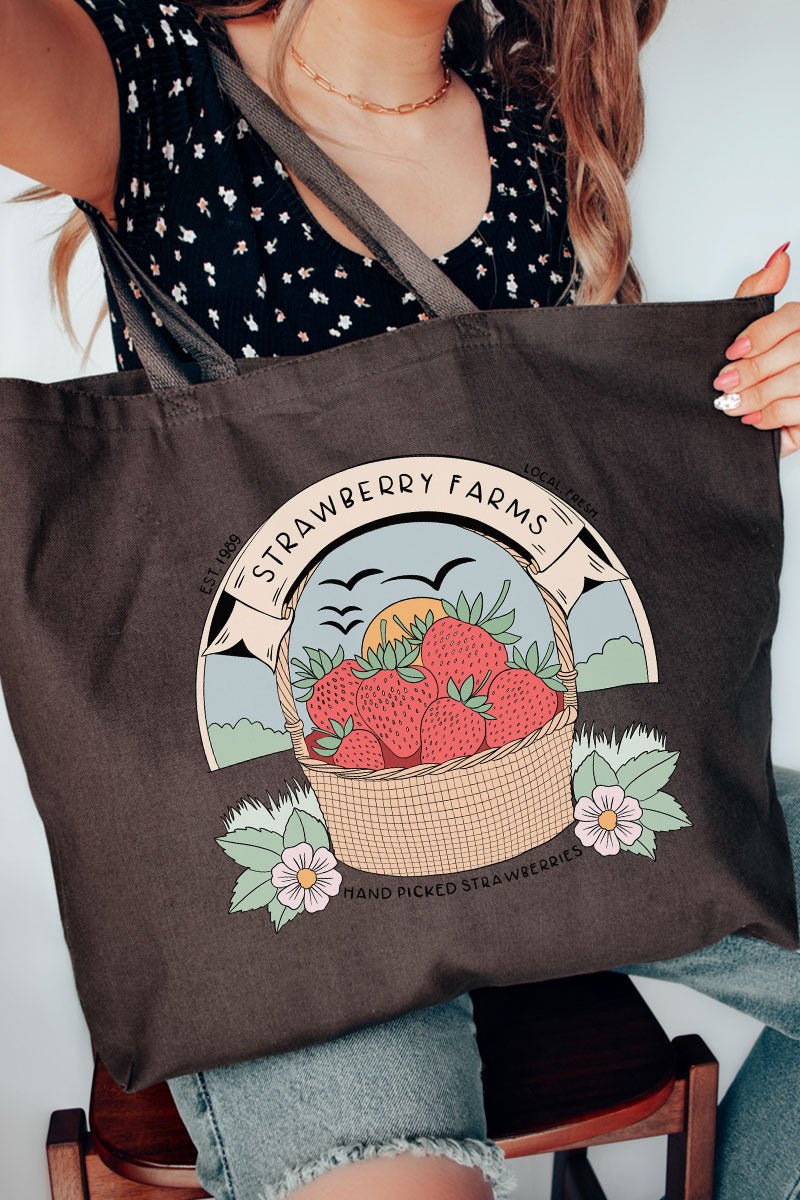 Strawberry Farms Canvas Jumbo Tote - Wholesale Accessory Market