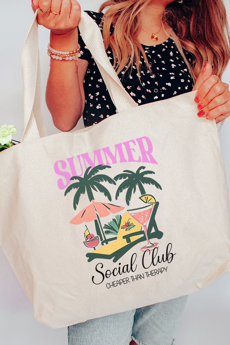 Summer Social Club Canvas Jumbo Tote - Wholesale Accessory Market