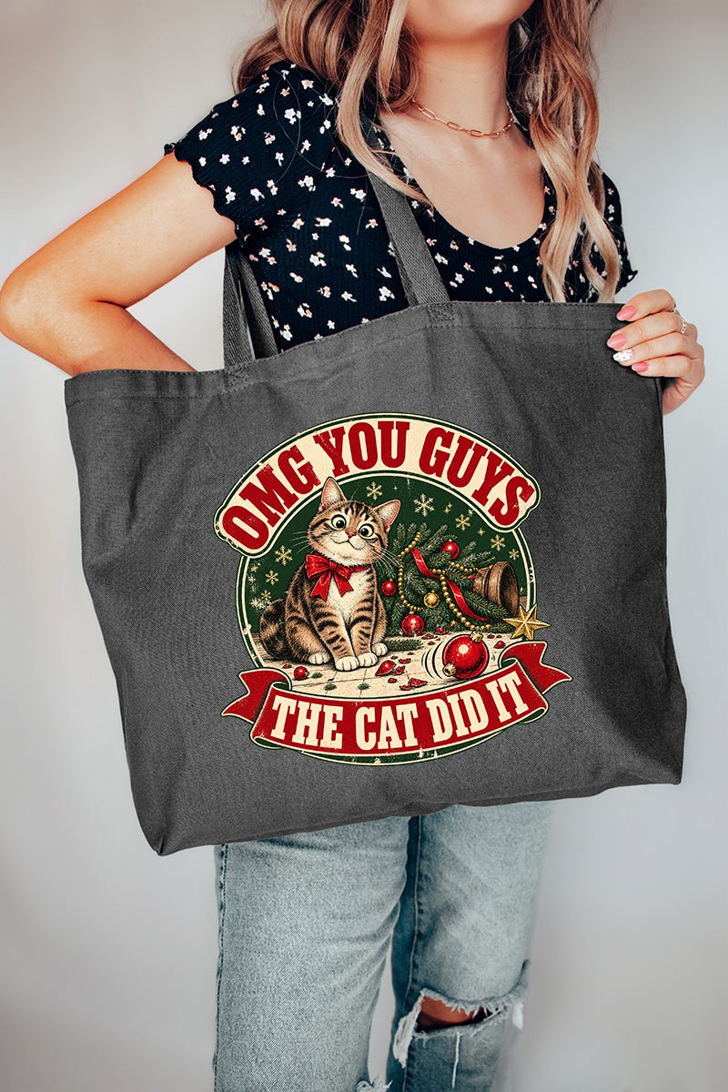 The Cat Did It Canvas Jumbo Tote - Wholesale Accessory Market