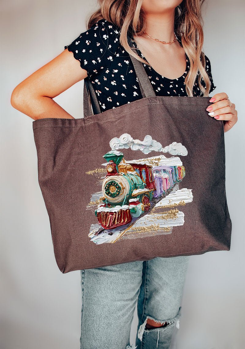The Painted Train Canvas Jumbo Tote - Wholesale Accessory Market