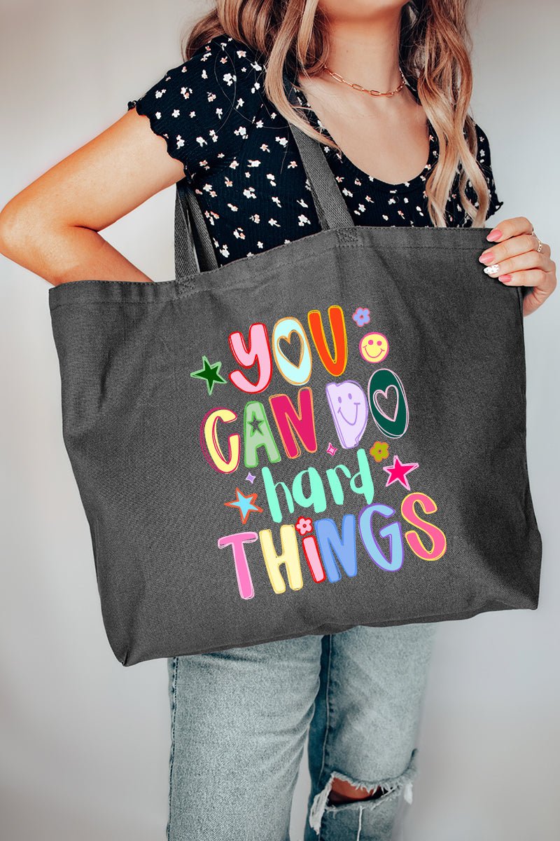 You Can Do Hard Things Canvas Jumbo Tote - Wholesale Accessory Market