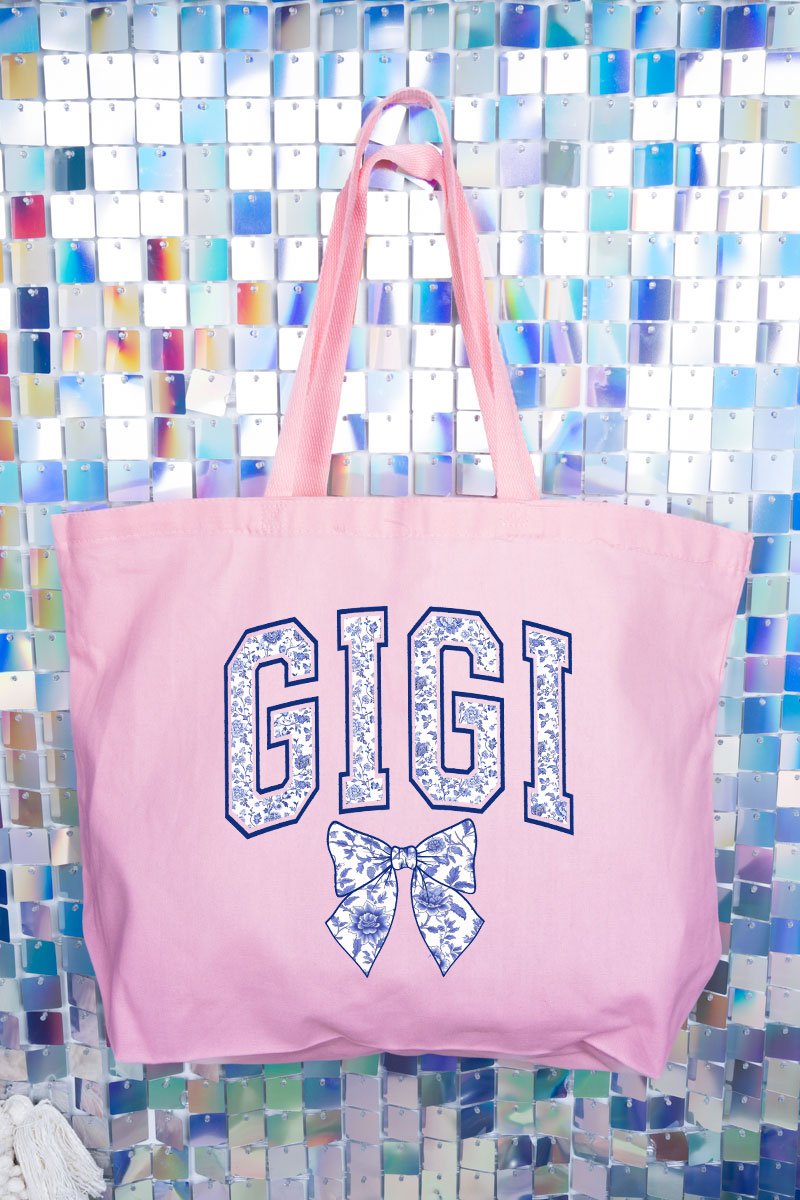 Arched Gigi Blue Chinoiserie Canvas Jumbo Tote - Wholesale Accessory Market