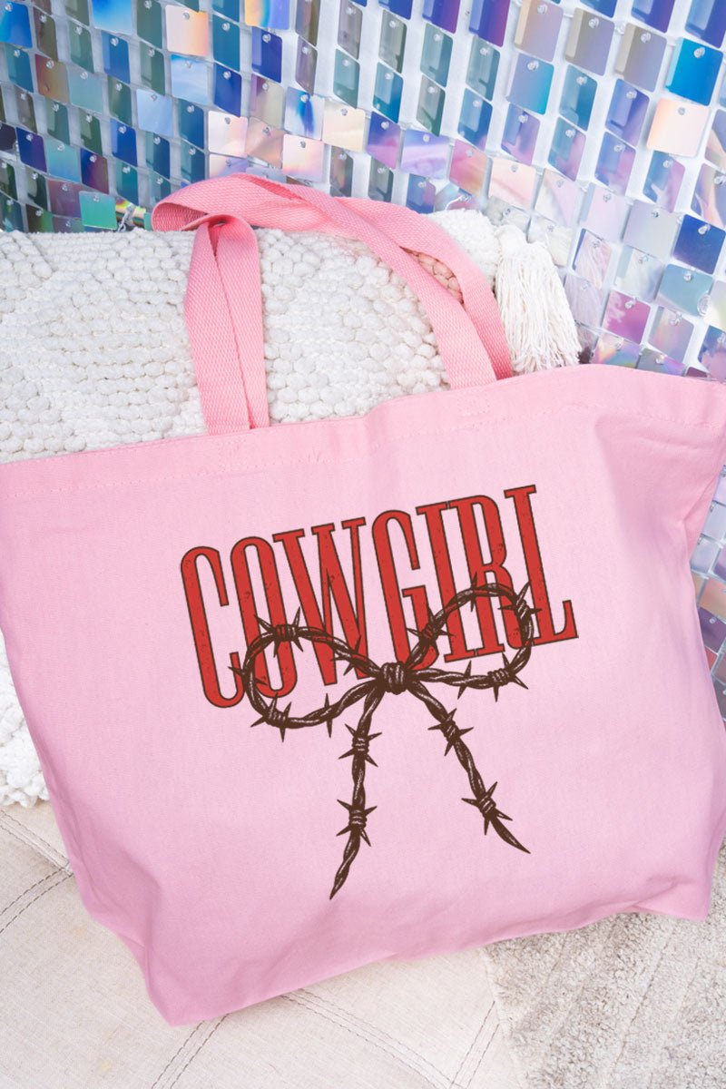 Barbed Wire Cowgirl Canvas Jumbo Tote - Wholesale Accessory Market