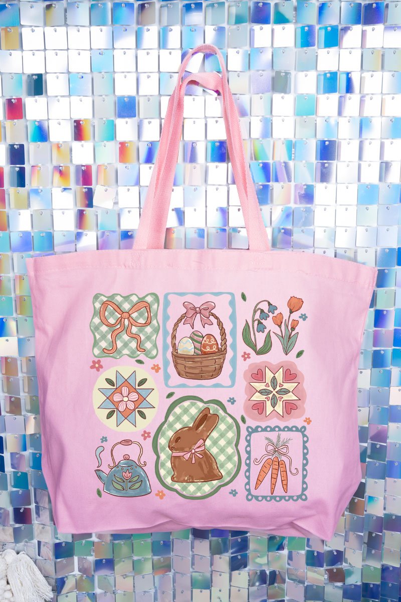 Blossom Bunny Patch Canvas Jumbo Tote - Wholesale Accessory Market