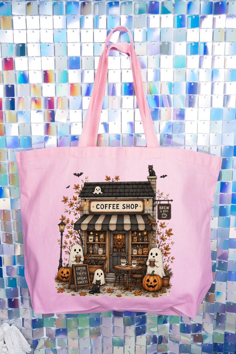 Brew & Boo Coffee Shop Canvas Jumbo Tote - Wholesale Accessory Market