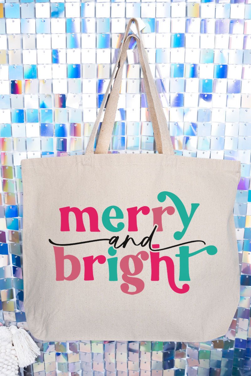 Candy Colors Merry And Bright Canvas Jumbo Tote - Wholesale Accessory Market