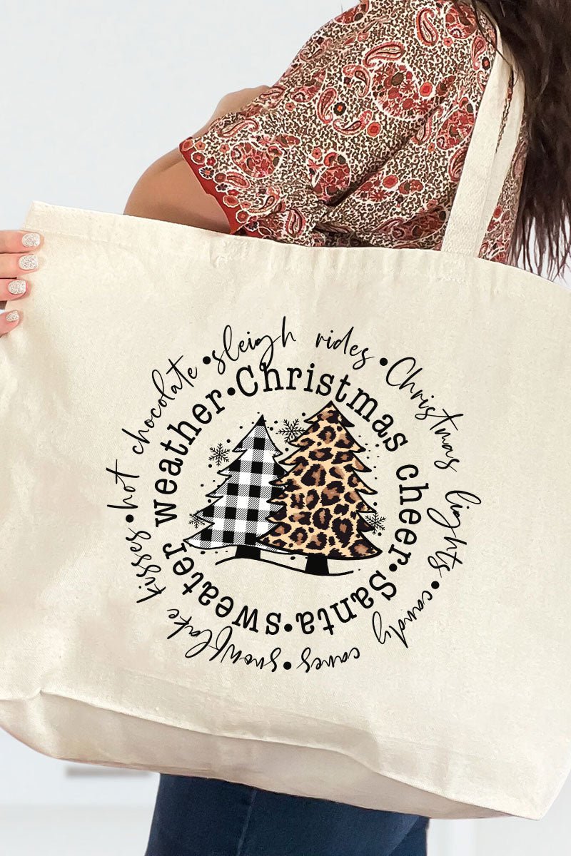 Circle Trees Christmas Cheer Canvas Jumbo Tote - Wholesale Accessory Market