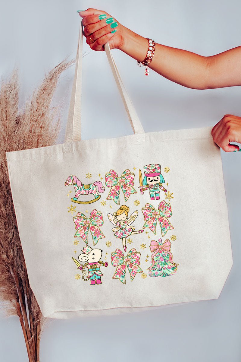 Collage Nutcracker Preppy Blossom Canvas Jumbo Tote - Wholesale Accessory Market