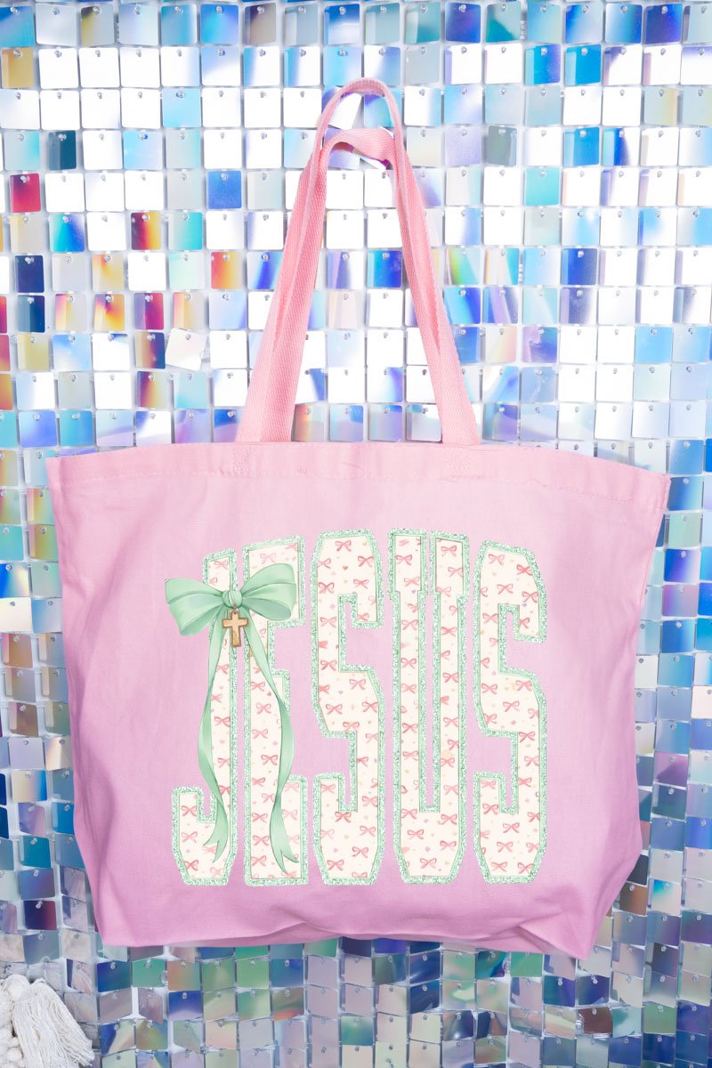 Coquette Cross Jesus Canvas Jumbo Tote - Wholesale Accessory Market