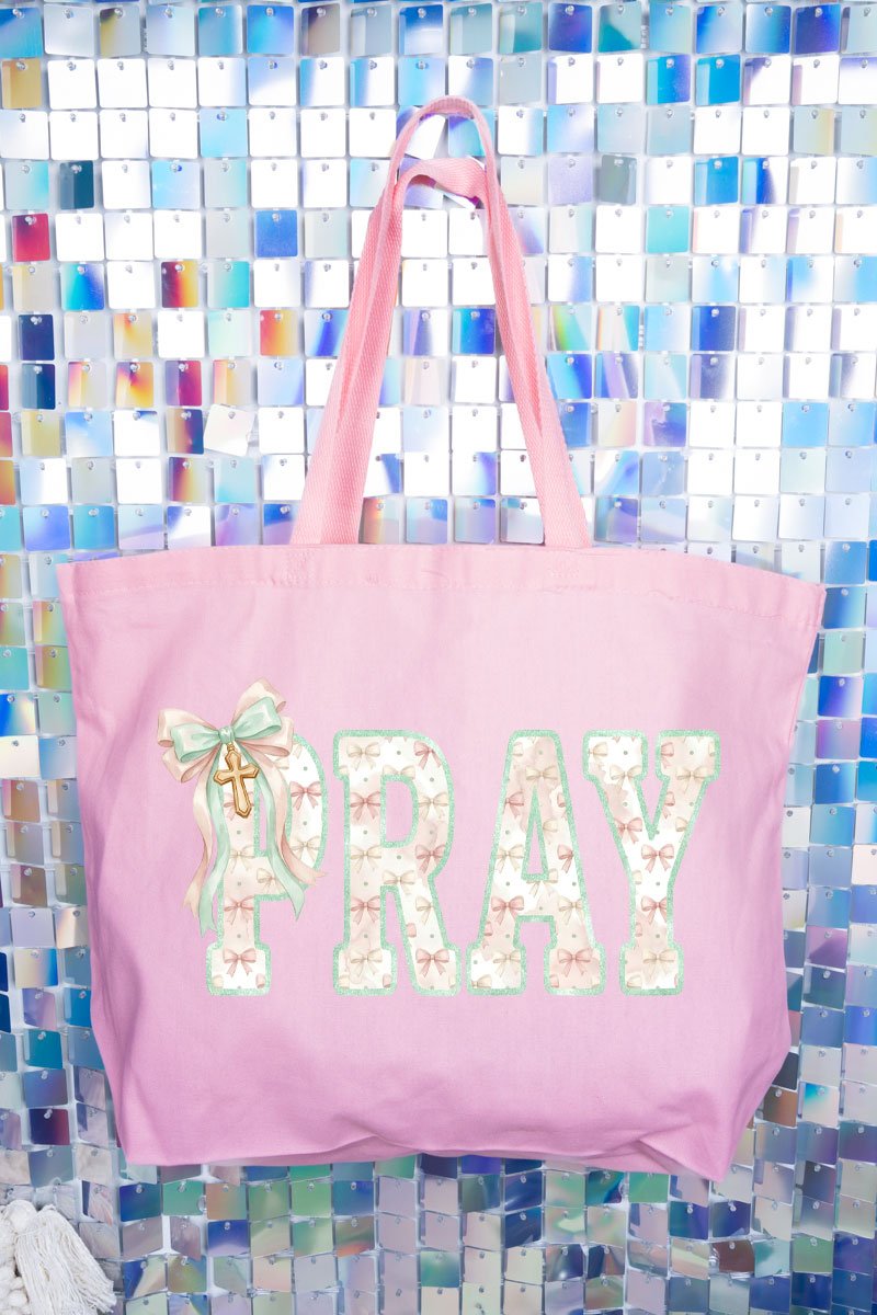 Coquette Cross Pray Canvas Jumbo Tote - Wholesale Accessory Market