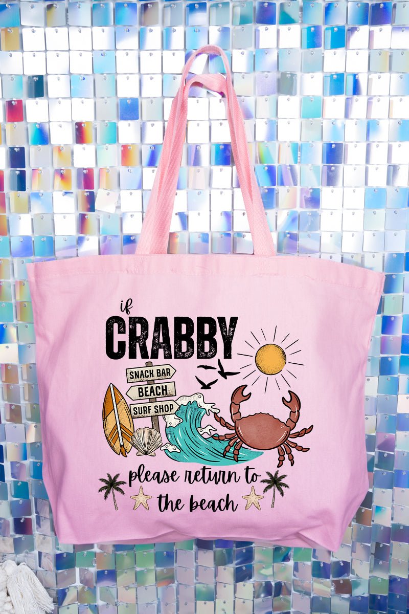 Crabby Beach Canvas Jumbo Tote - Wholesale Accessory Market