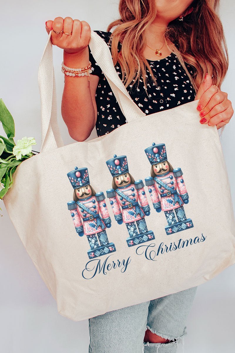 Cracker Chinoiserie Merry Christmas Canvas Jumbo Tote - Wholesale Accessory Market
