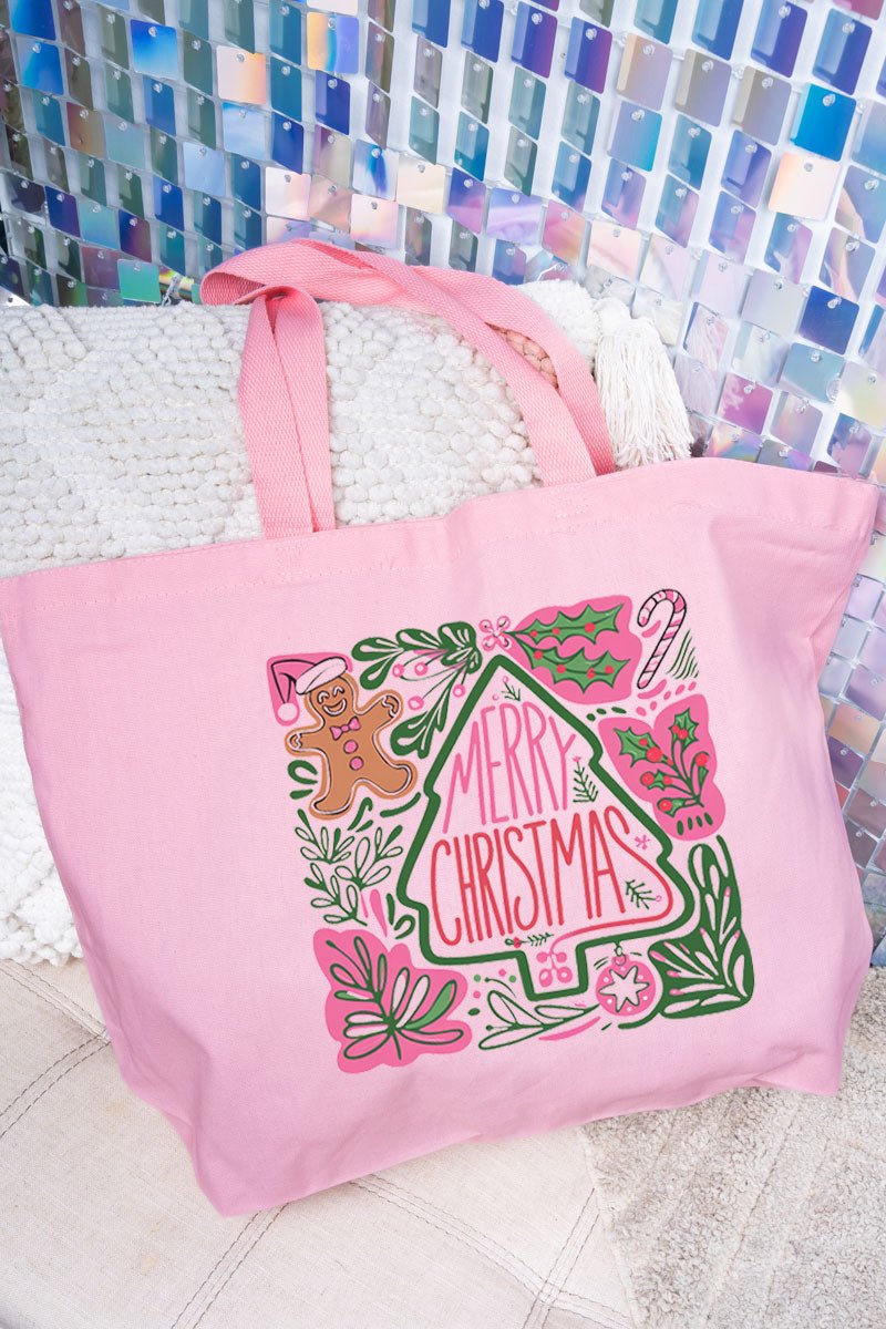 Doodle Merry Christmas Boho Canvas Jumbo Tote - Wholesale Accessory Market