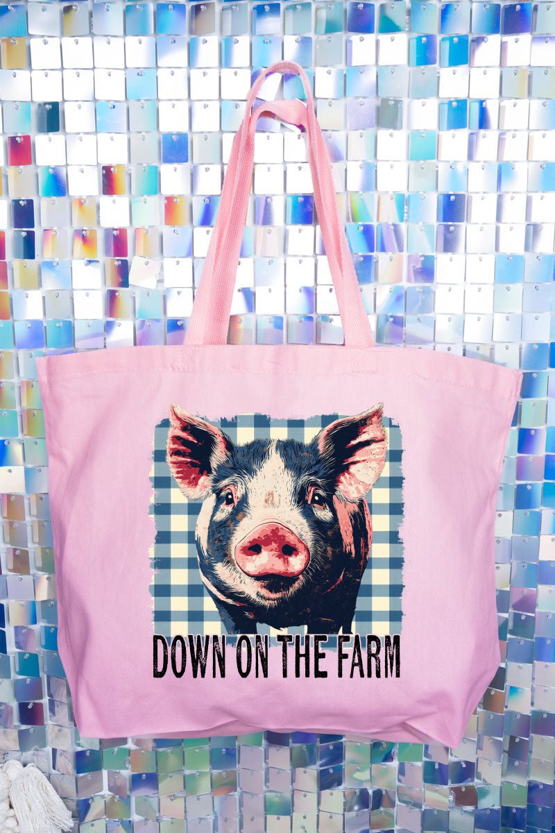Down On The Farm Pig Canvas Jumbo Tote - Wholesale Accessory Market
