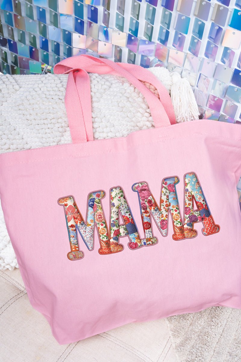 Faux Patchwork Mama Canvas Jumbo Tote - Wholesale Accessory Market