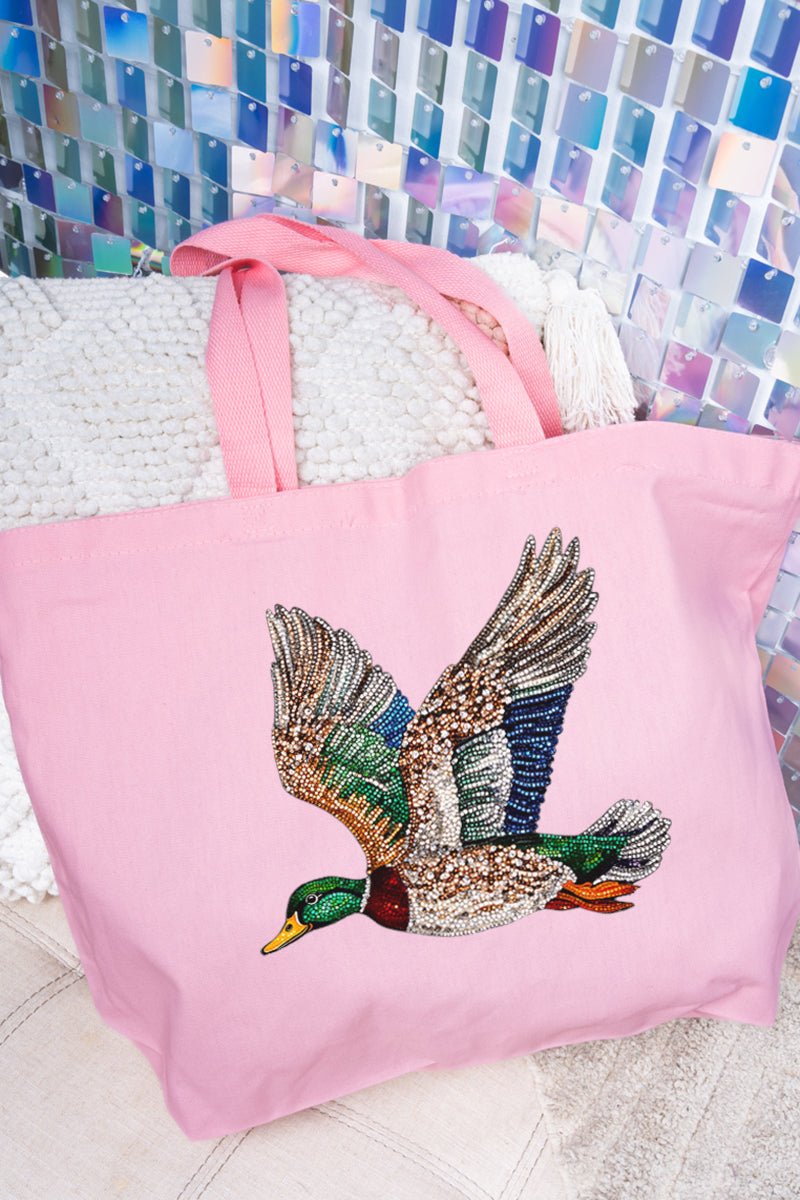 Faux Rhinestone Mallard Canvas Jumbo Tote - Wholesale Accessory Market