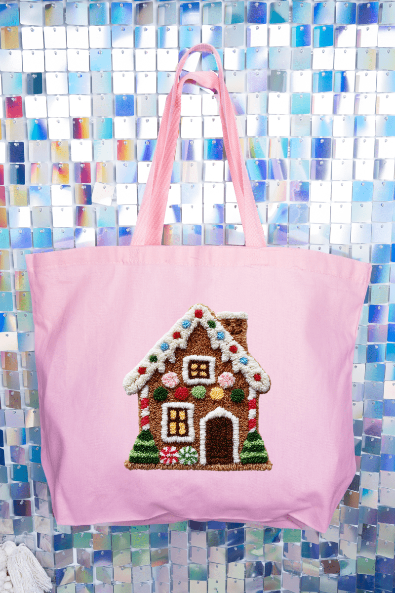 Faux Yarn Merry Manor Canvas Jumbo Tote - Wholesale Accessory Market