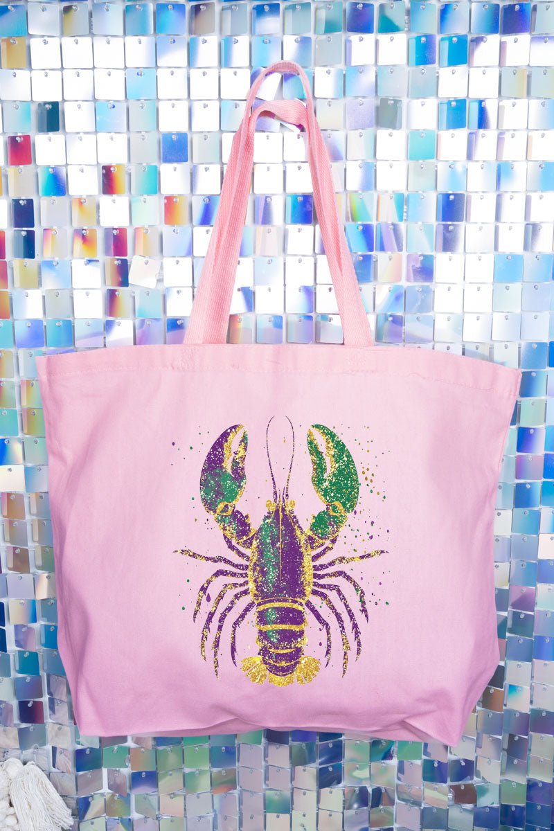 Glitzy Gras Crawfish Canvas Jumbo Tote - Wholesale Accessory Market