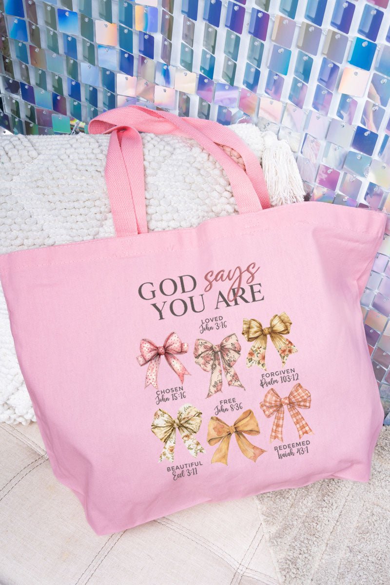 God Says You Are Coquette Canvas Jumbo Tote - Wholesale Accessory Market