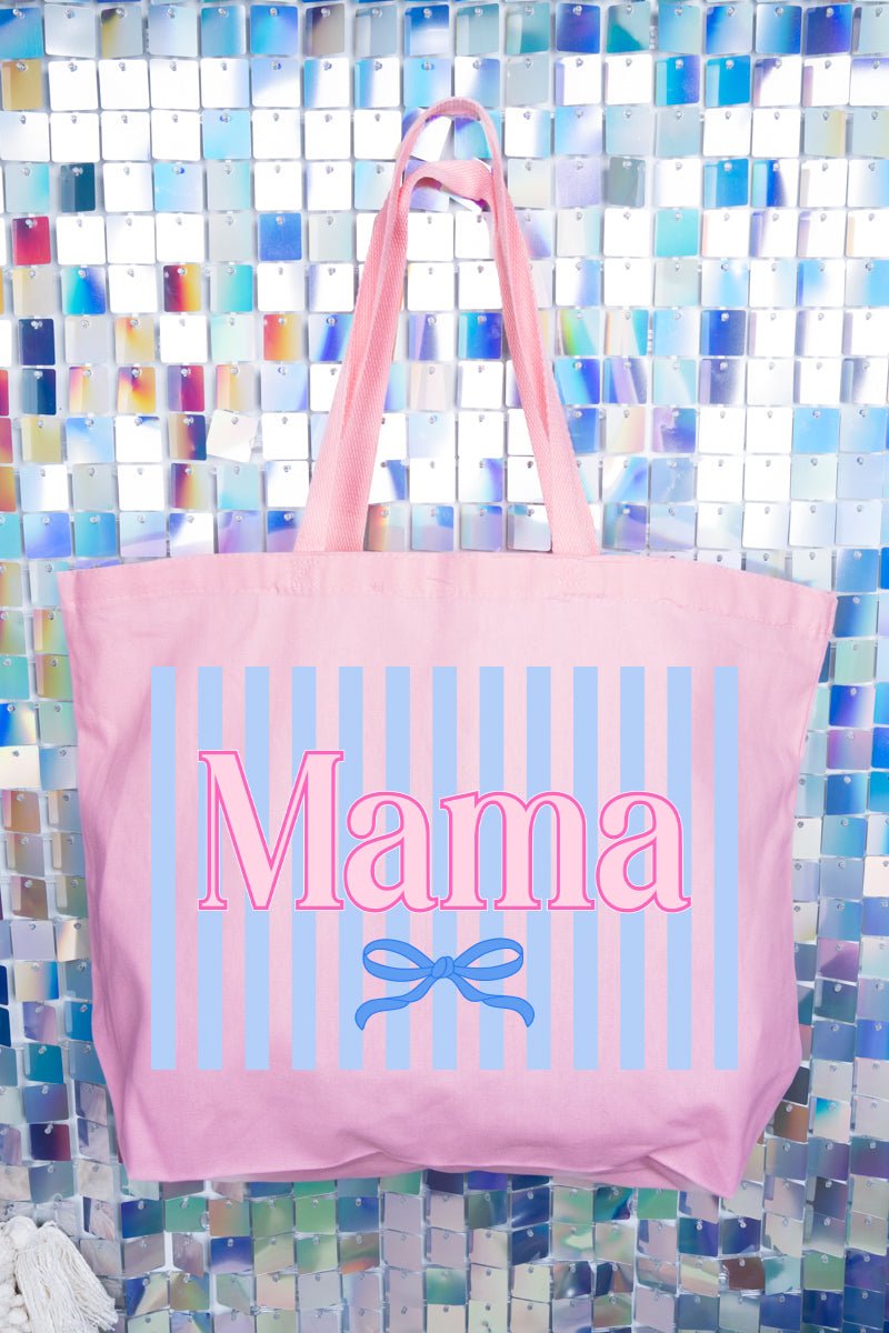 Mama Striped Canvas Jumbo Tote - Wholesale Accessory Market