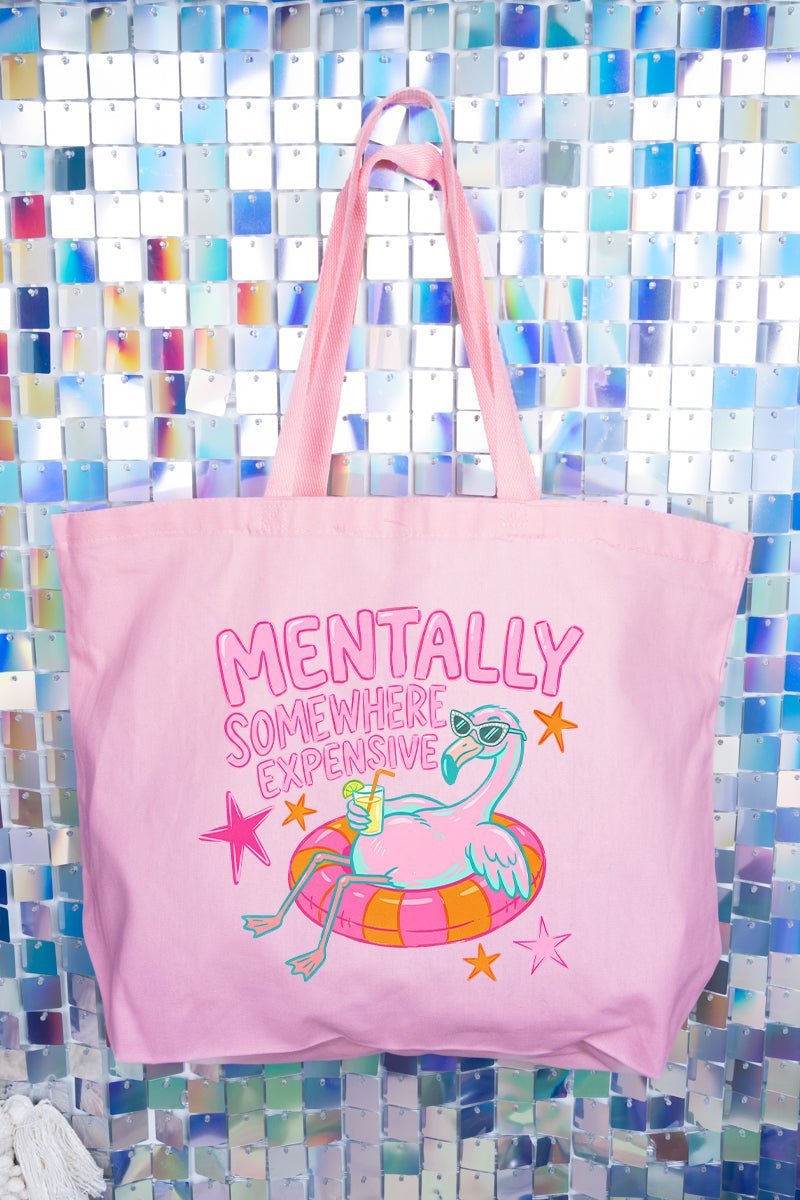 Mentally Somewhere Expensive Canvas Jumbo Tote - Wholesale Accessory Market