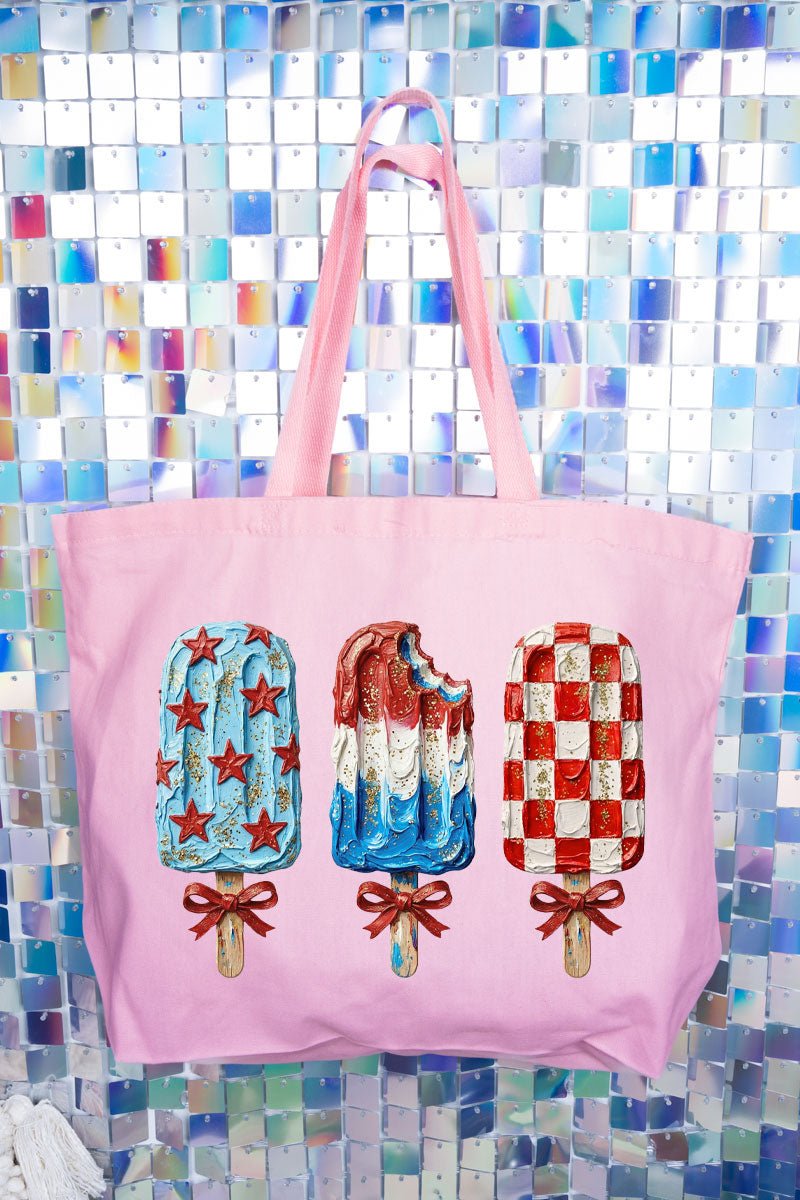 Painted Patriotic Popsicles Canvas Jumbo Tote - Wholesale Accessory Market