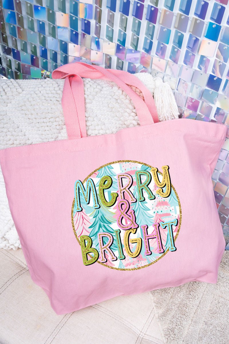 Pastel Merry And Bright Canvas Jumbo Tote - Wholesale Accessory Market