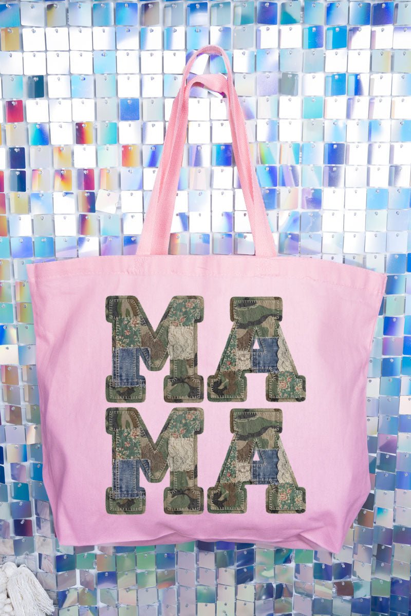 Patchwork Camo Mama Canvas Jumbo Tote - Wholesale Accessory Market
