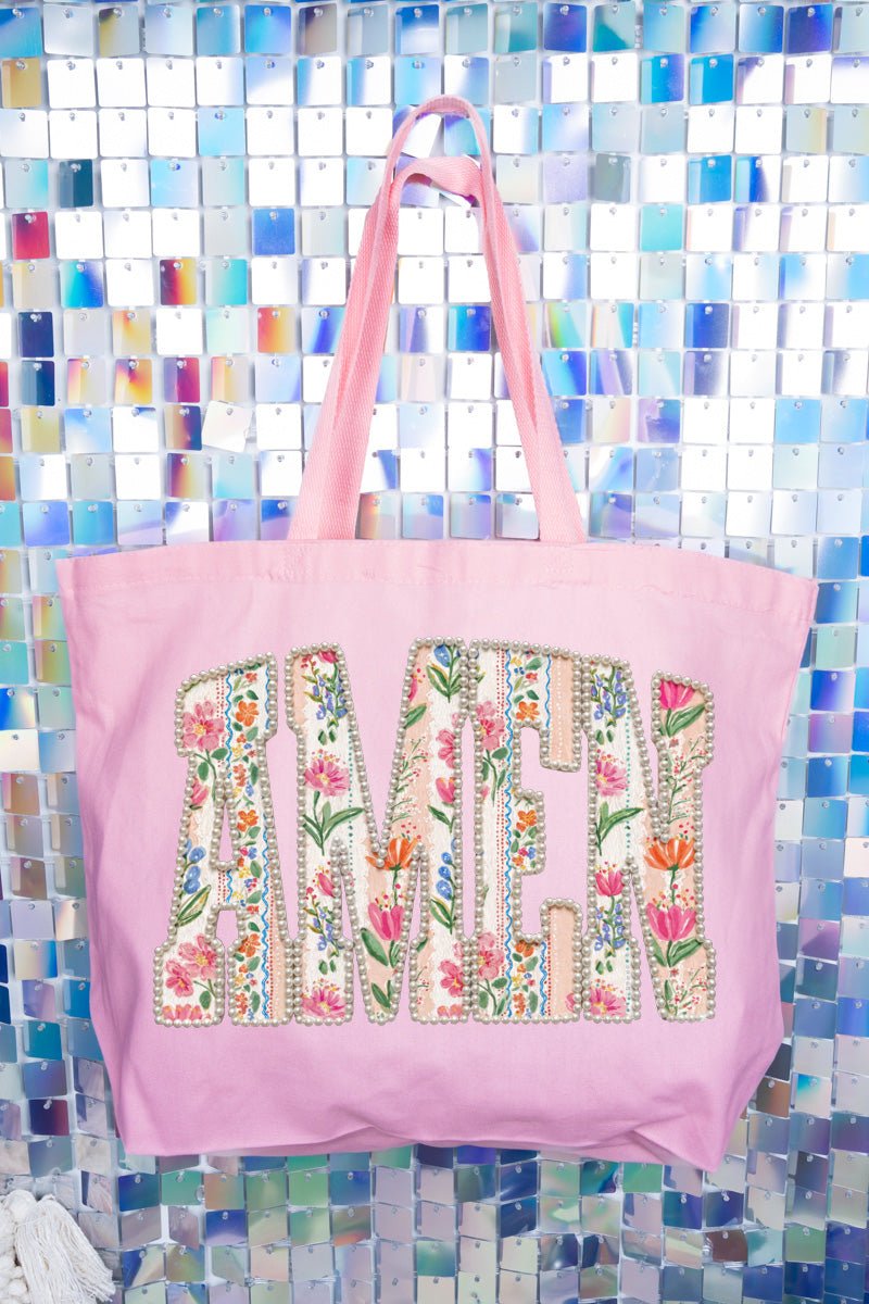 Pearls & Petals Amen Canvas Jumbo Tote - Wholesale Accessory Market