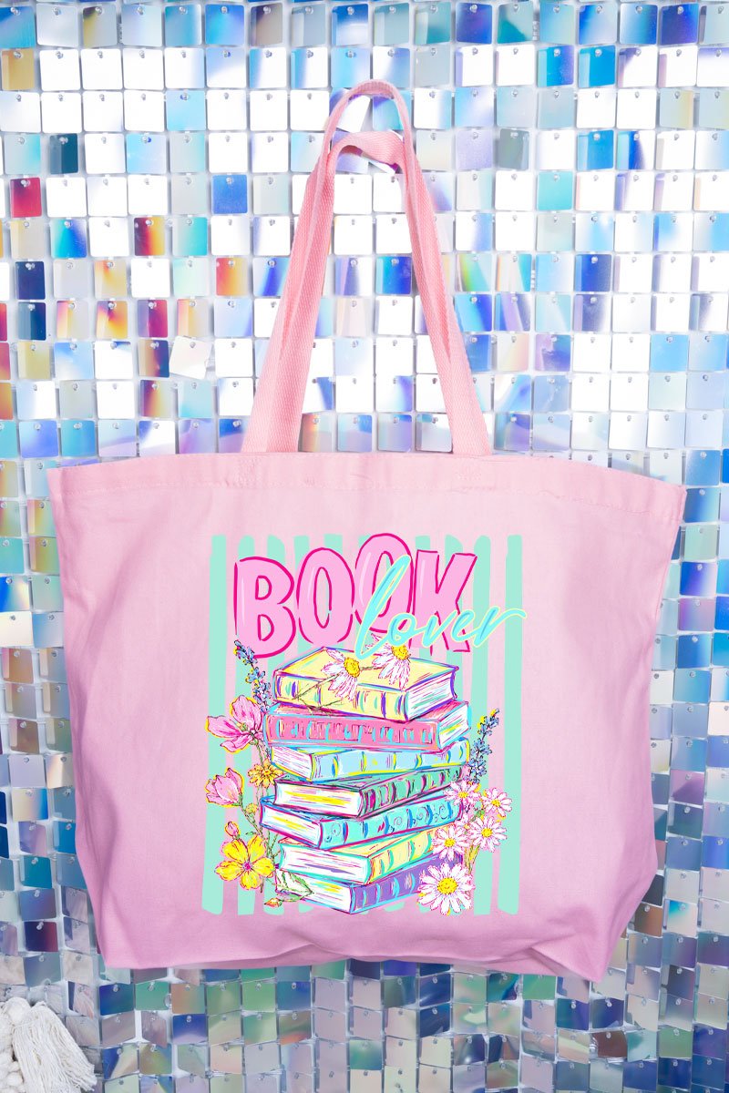 Petals & Paperback Book Lover Canvas Jumbo Tote - Wholesale Accessory Market