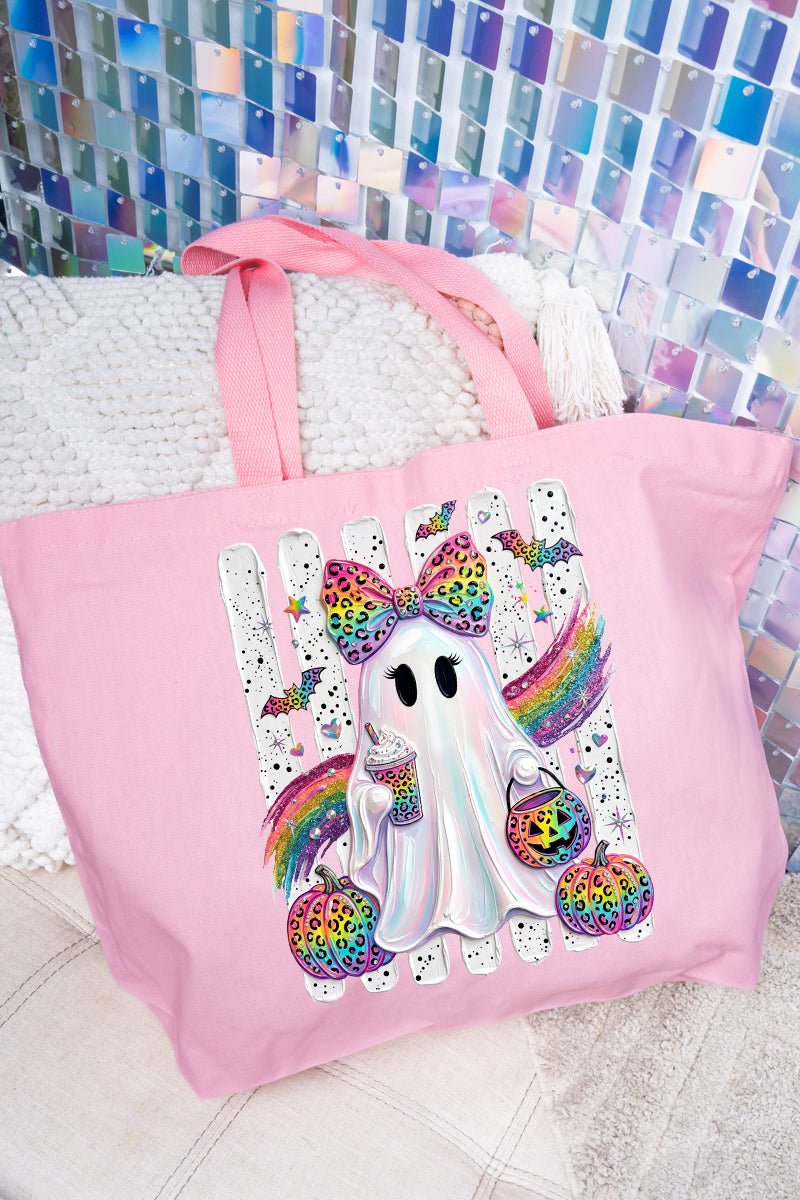 Rainbow Glam Ghost Canvas Jumbo Tote - Wholesale Accessory Market