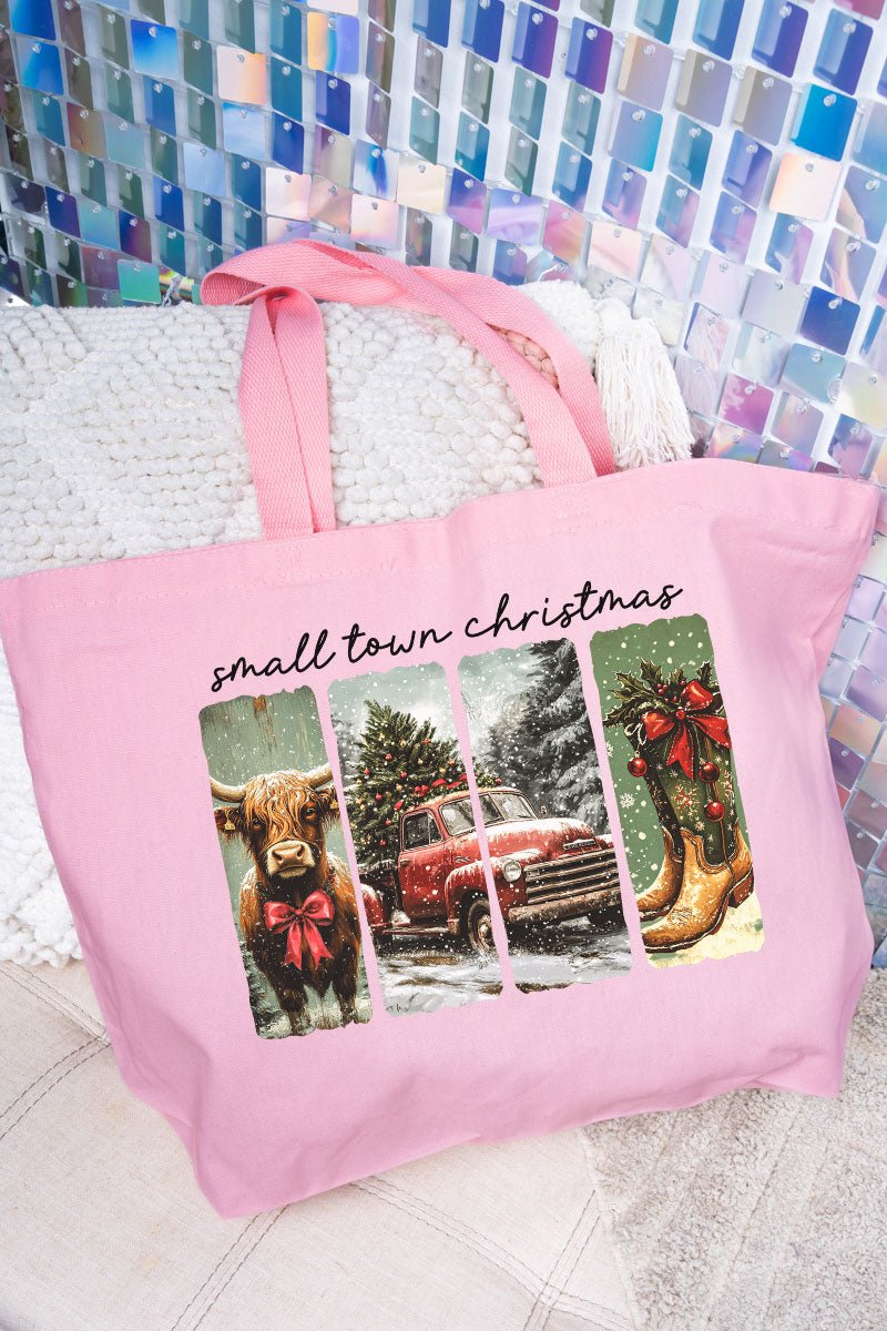 Retro Small Town Christmas Canvas Jumbo Tote - Wholesale Accessory Market