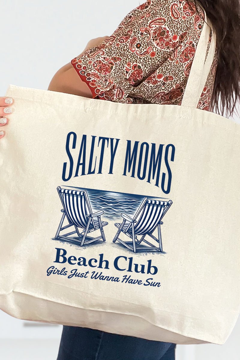 Salty Moms Beach Club Canvas Jumbo Tote - Wholesale Accessory Market