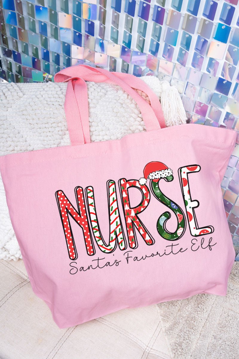 Santa's Favorite Elf Nurse Canvas Jumbo Tote - Wholesale Accessory Market