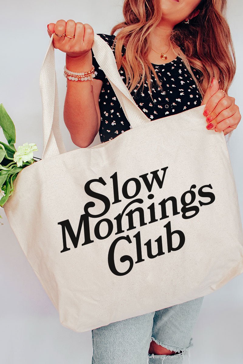 Slow Mornings Club Canvas Jumbo Tote - Wholesale Accessory Market