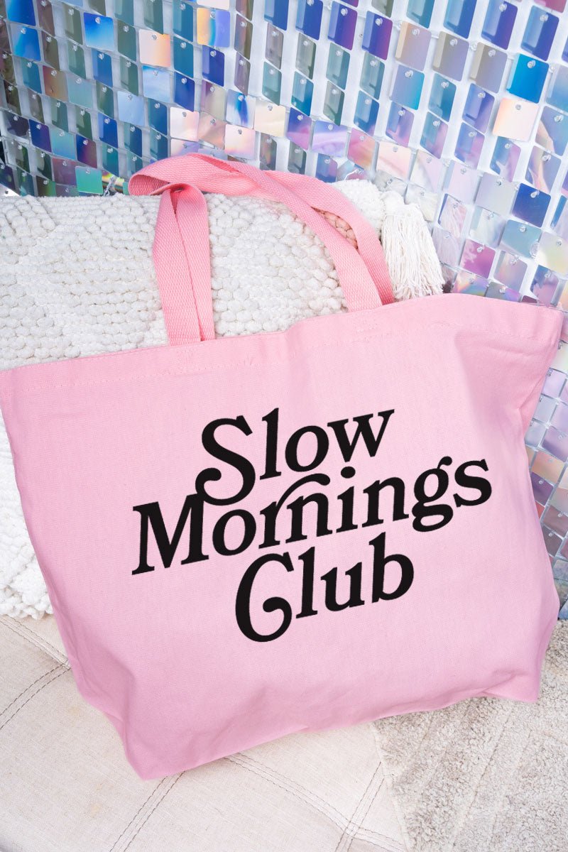 Slow Mornings Club Canvas Jumbo Tote - Wholesale Accessory Market