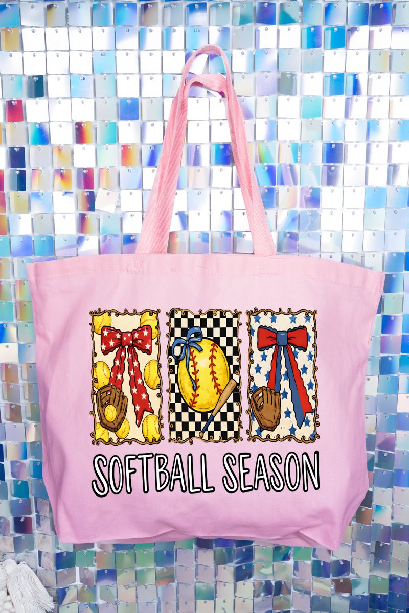 Softball Season Ribbon Canvas Jumbo Tote - Wholesale Accessory Market