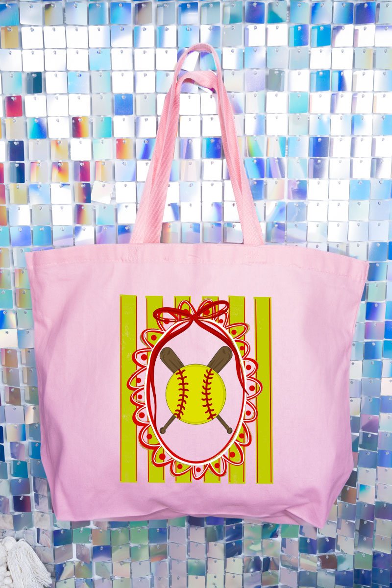 Softball Stripes Canvas Jumbo Tote - Wholesale Accessory Market